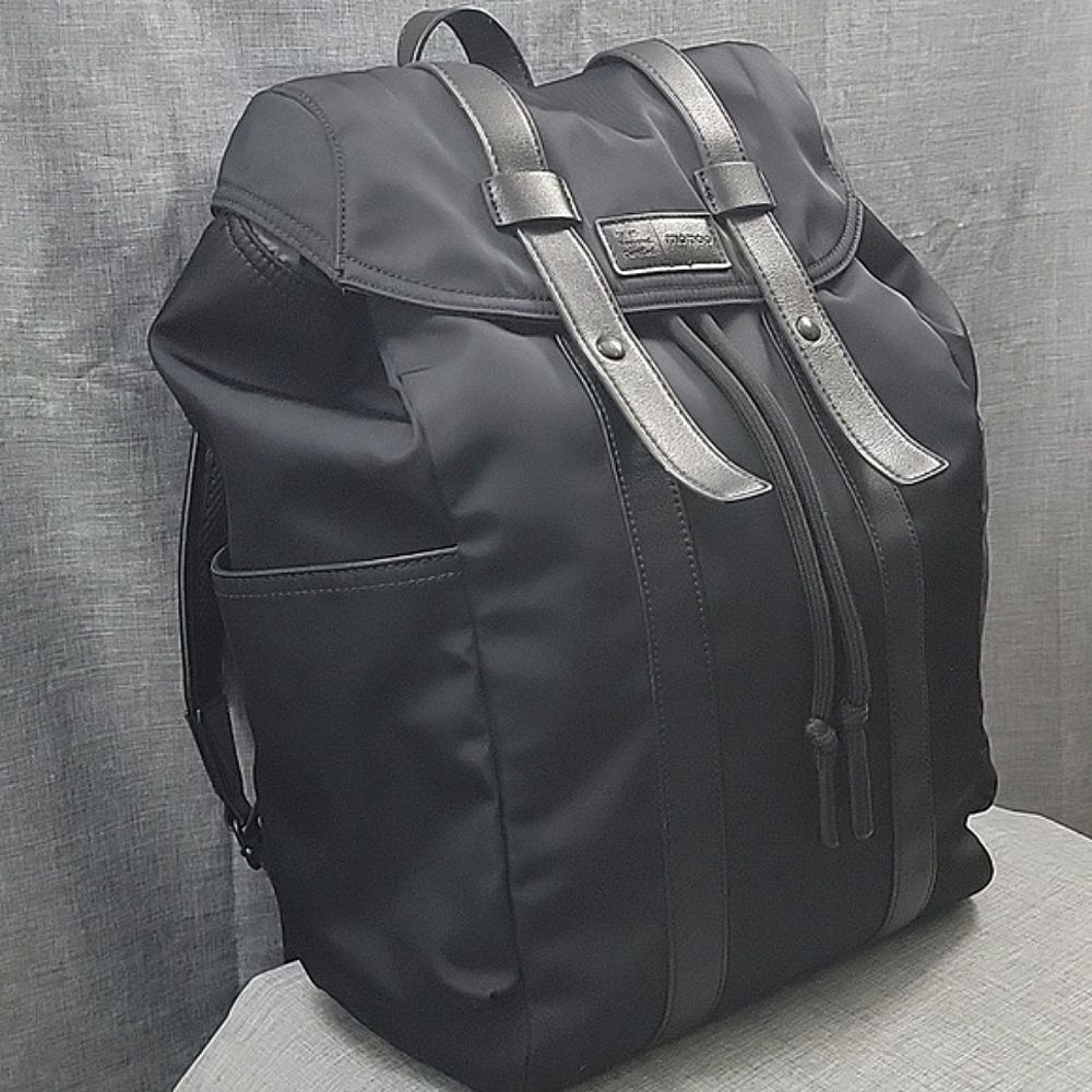 MioMojo Orlando VEGAN Black Leather Backpack -  Minimalist, Nylon, Recycled